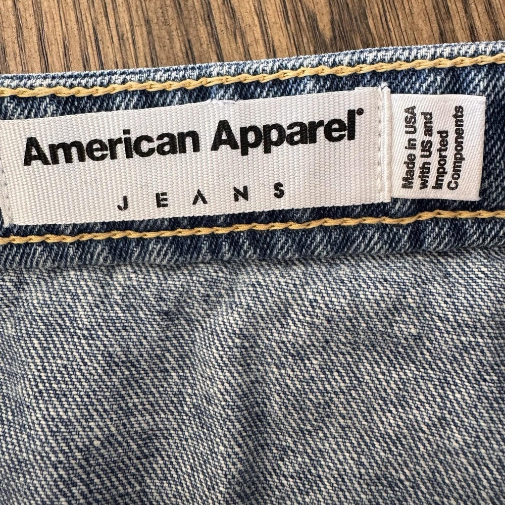 American Apparel Denim Mini Skirt Button Front Medium Stone Wash Indigo Blue M - Picture 5 of 8